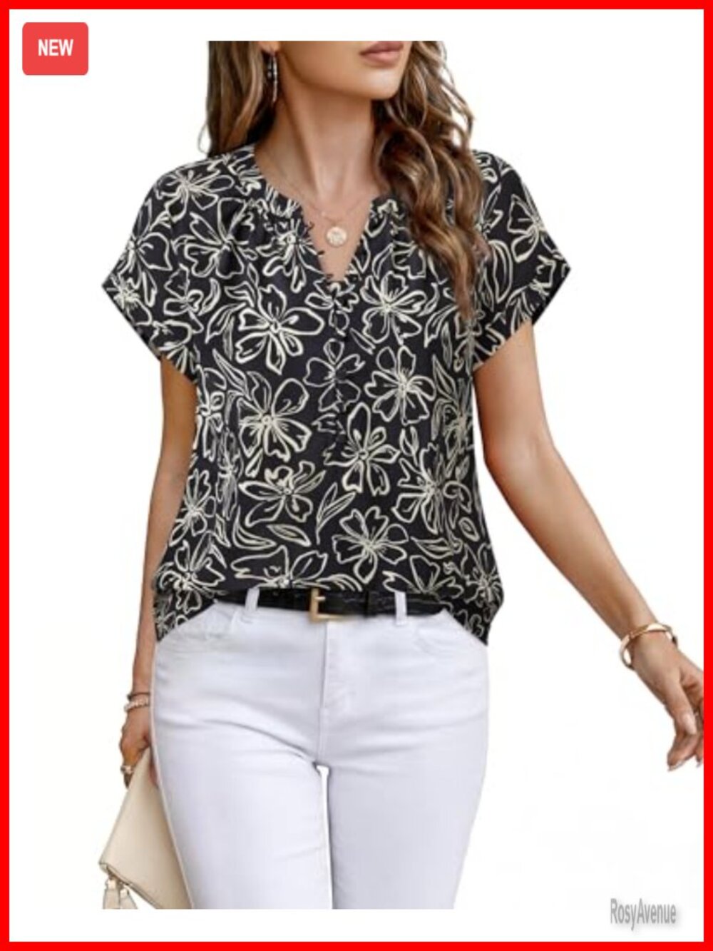 Women's Chiffon Button Down Blouse V-Neck Short Sleeve Office Work Top